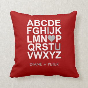 Red White Grey Heart Love Pillow