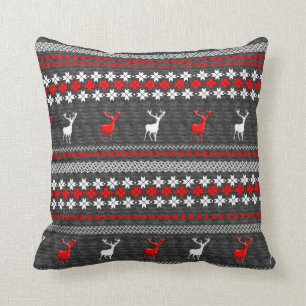 Red White Grey Stag Deer Coussin moderne tendance