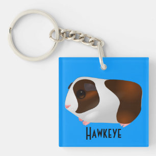 Red & White Guinea Pig With Name Keychain