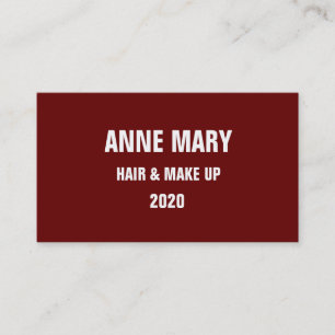 Red White Hair & Make Up Stylish Modern Burgundy Business Card