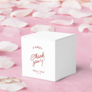 Red & White Hand Drawn Bow Sketch Wedding Favor Box