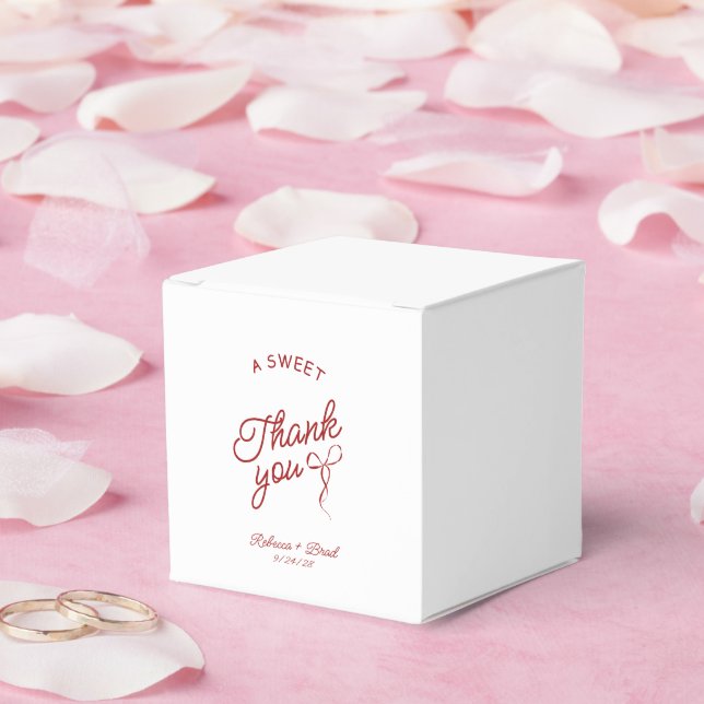 Red & White Hand Drawn Bow Sketch Wedding  Favor Box (Wedding)