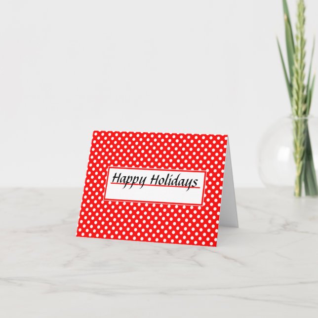Red & White Happy Holidays Greeting Card (Front)
