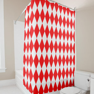 Red White Harlequin Diamonds Checkers Design 