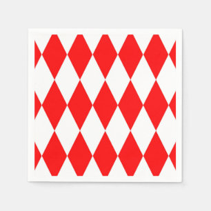Red White Harlequin Diamonds Checkers Design Napkin