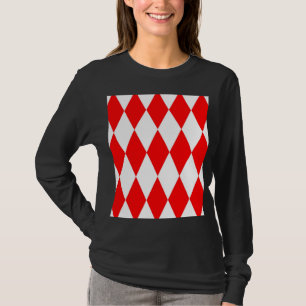 Red White Harlequin Diamonds Checkers Design T-Shirt