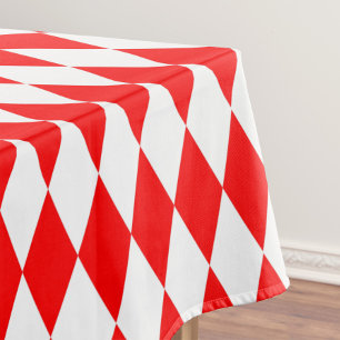 Red White Harlequin Diamonds Checkers Design Tablecloth