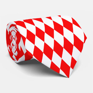 Red White Harlequin Diamonds Checkers Design Tie