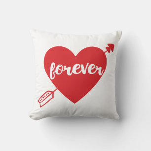 Red White Heart Love Wedding Bride Bridal Shower Throw Pillow