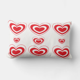 Red White Heart Throw Pillows for Bed Sofa Chairs