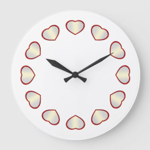 Red White Heart, White Background Clock