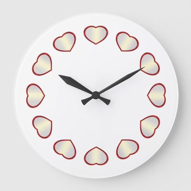Red White Heart, White Background Clock (Front)