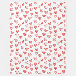 Red White Hearts Fleece Blanket