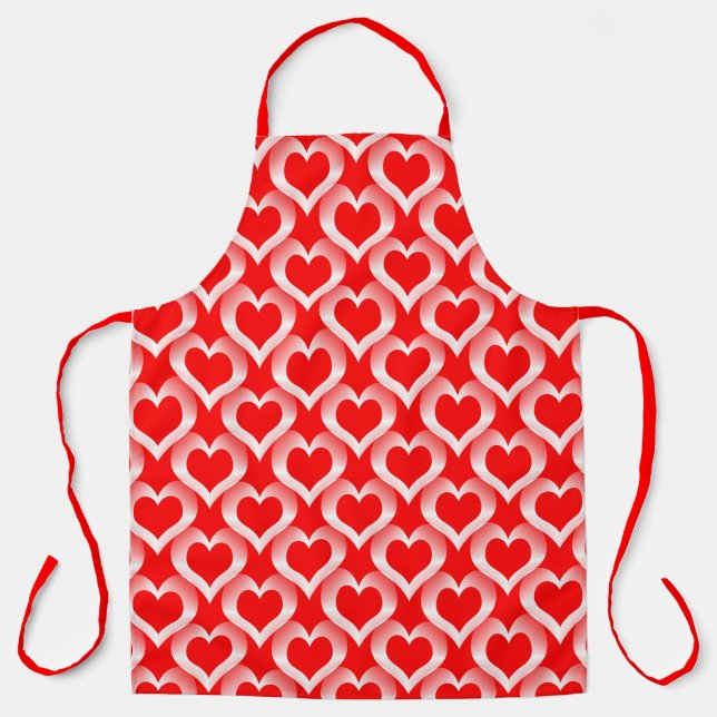 Red White Hearts Pattern Apron (Front)
