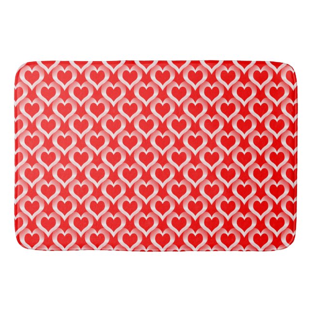 Red White Hearts Pattern Bath Mat (Front)