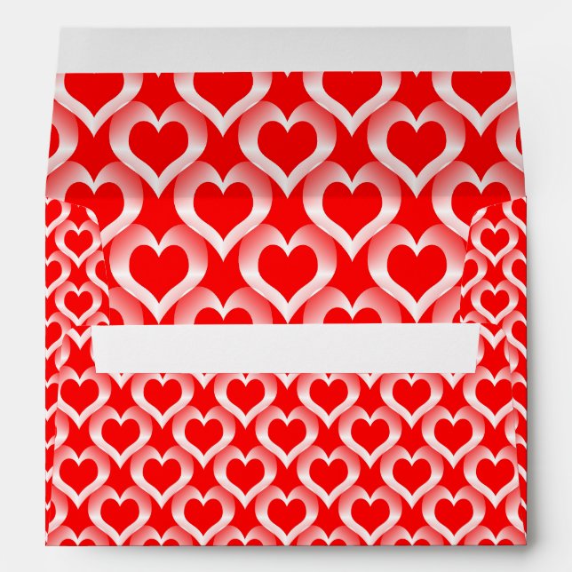 Red White Hearts Pattern Envelope (Back (Bottom))