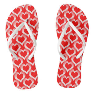 Red White Hearts Pattern Flip Flops