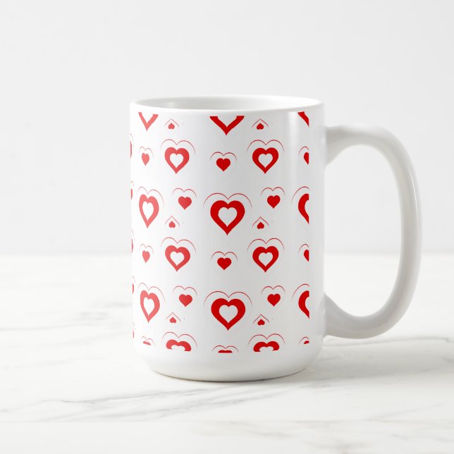 Red & White Hearts Pattern G2 Coffee Mug (Right)