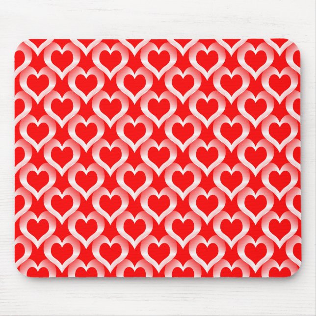 Red White Hearts Pattern Mouse Pad (Front)