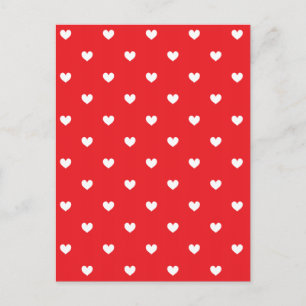 Red & White Hearts Pattern Postcard