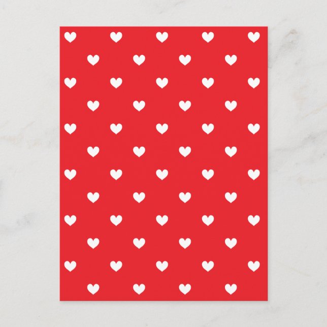 Red & White Hearts Pattern Postcard (Front)