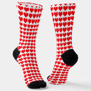 Red White Hearts Pattern Socks