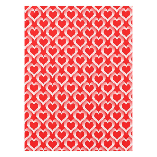 Red White Hearts Pattern Tablecloth (Front)