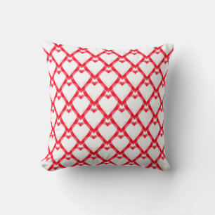Red White Hearts Throw Pillow