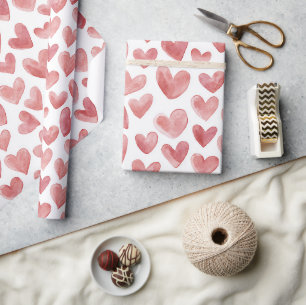 Red White Hearts Wrapping Paper