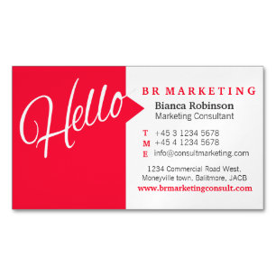 Red white hello speech quote business card