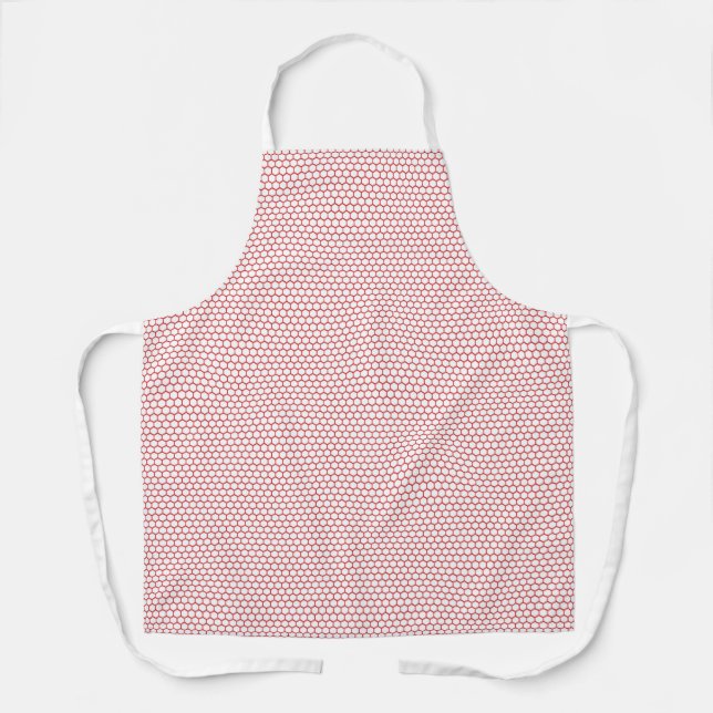 Red White Hexagon Pattern Apron (Front)