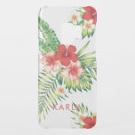 Red & White Hibiscus Tropical Pattern Uncommon Samsung Galaxy S9 Case<br><div class="desc">Modern watercolors illustration red and white hibiscus with tropical green leafs pattern.</div>