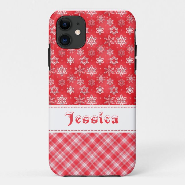 Red & White Holiday Snowflake iphone 5 Case-Mate iPhone Case (Back)