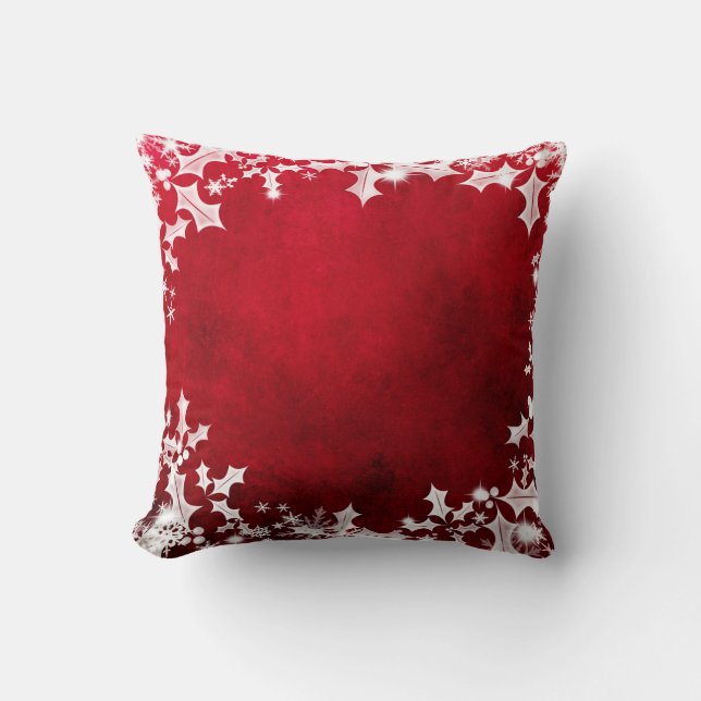 Red & White Holly Cushion (Front)