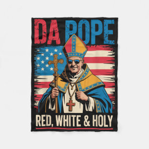 Red White Holy Da Pope From America Chicago Pope L Fleece Blanket