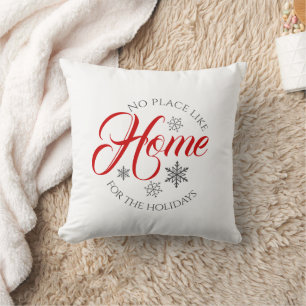 Red & White Home For the Holidays Throw Pillow