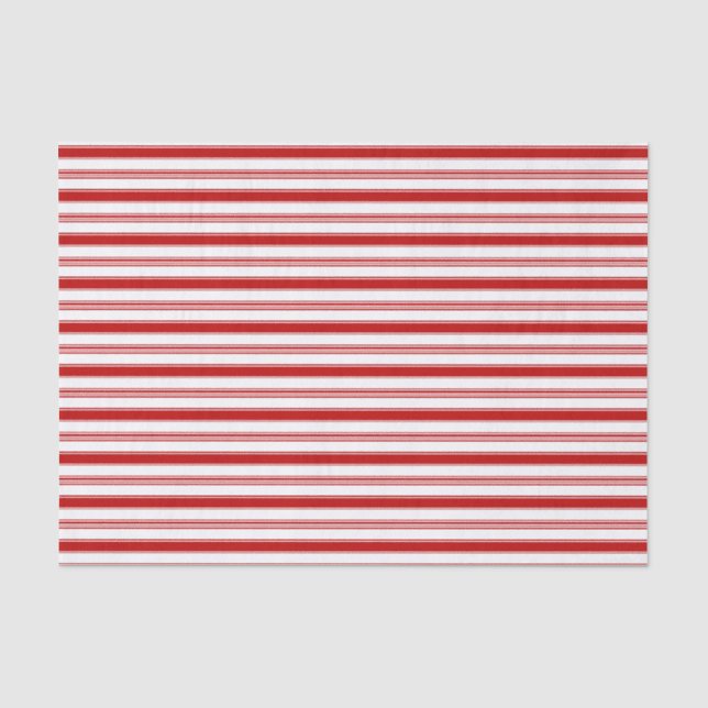 Red & White Horizontal Stripes (large scale) Tissue Paper (Front)