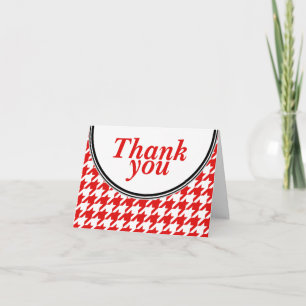 Red & White Houndstooth custom Thank You card