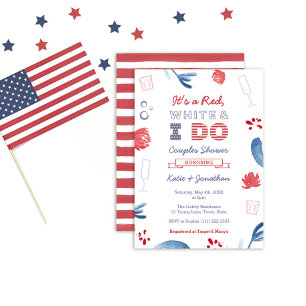 Red White & I Do Bachelorette Party Bridal Shower Invitation