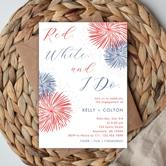 Red White & I Do Engagement Party Invitation (Creator Uploaded)