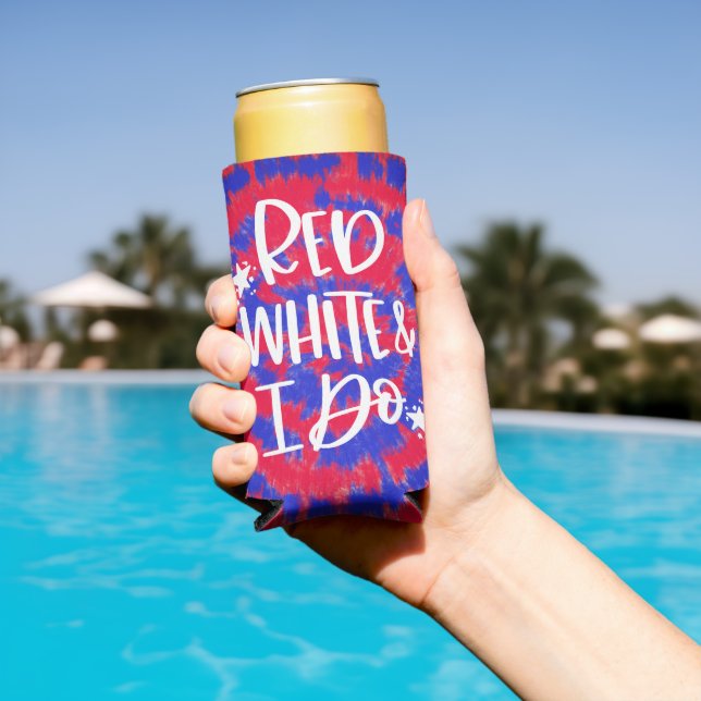 Red White I Do July 4th Bachelorette Party Seltzer Can Cooler (In Situ Pool)