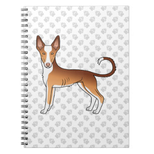 Red & White Ibizan Hound Smooth Coat Dog And Paws Notebook