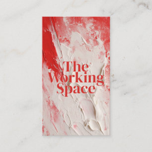 Red White Impasto Painting Style Business Card