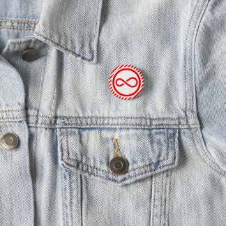 Red White Infinity Knot Autism Warning 1 Inch Round Button