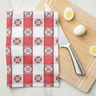 Red White Italian Tablecloth Print Kitchen Towel