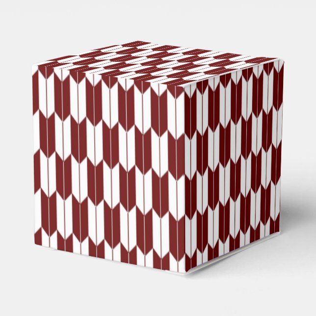 Red & White Japanese Yagasuri Pattern Favour Box (Back Side)