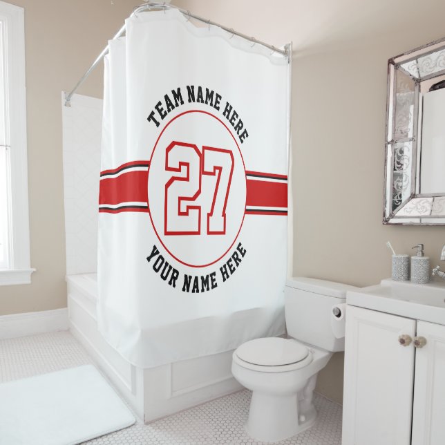 Red, white jersey number, team, player name sports (In Situ)
