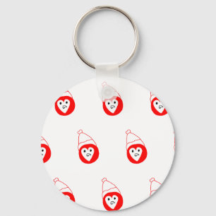 red white joker cartoon with cap face design coffe keychain