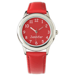 Red & White Kid's, Name, Red Face and Strap Wrist Watch