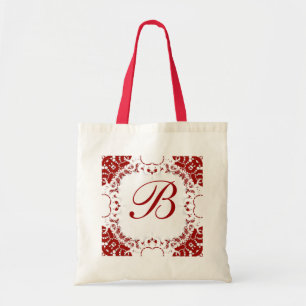 Red White Lace Monogram Bag